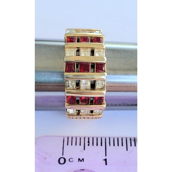 Vintage Gold Ring 18k HGE Faux Rubies & Diamonds Arthur M Anderson Size 6.75 - Picture 3 of 9